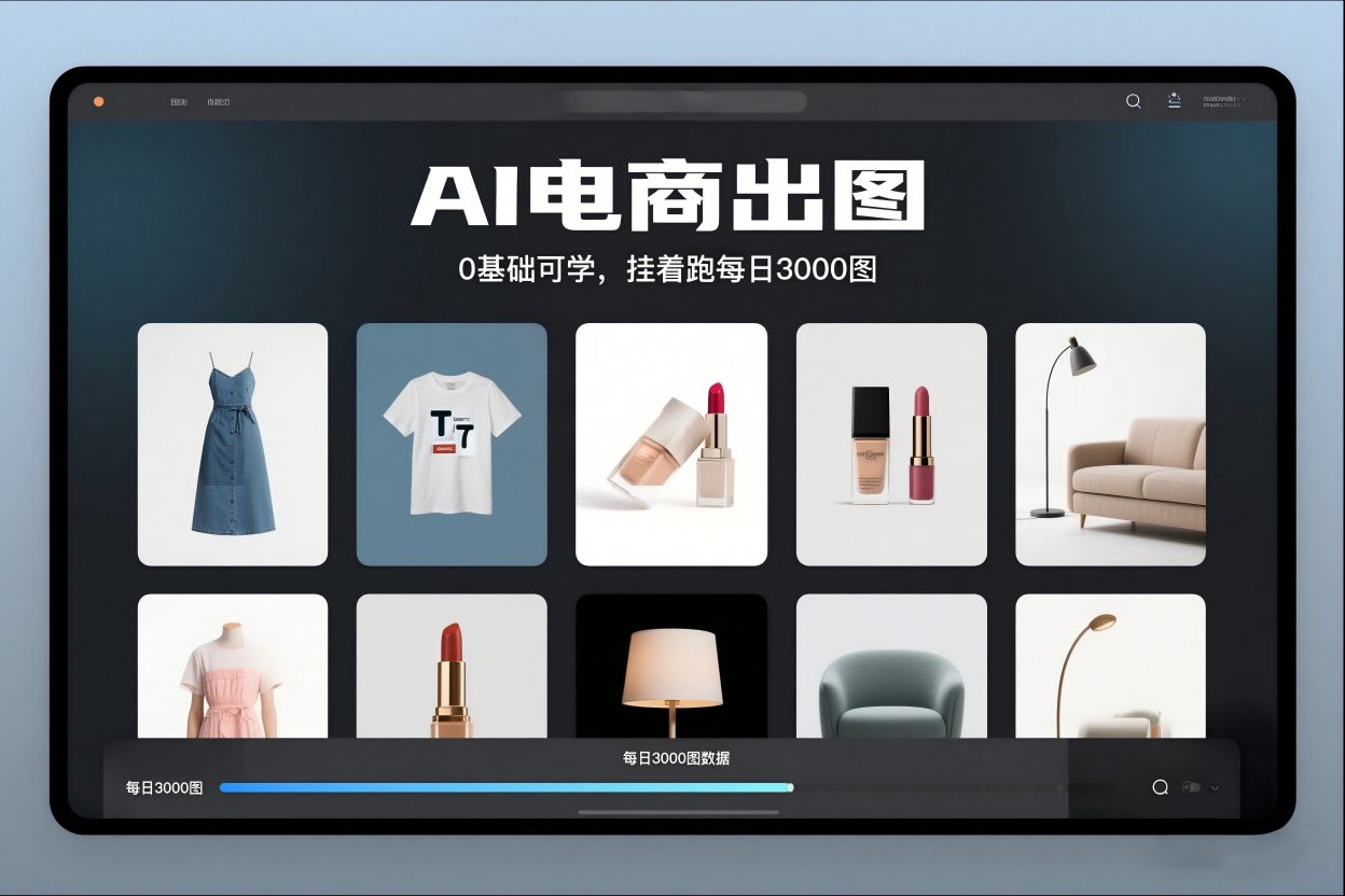 AI电商出图，0基础可学，挂着跑每日3000图-hcnxn