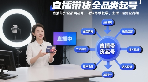 直播带货全品类起号，逻辑思维教学，主播+运营全流程-hcnxn