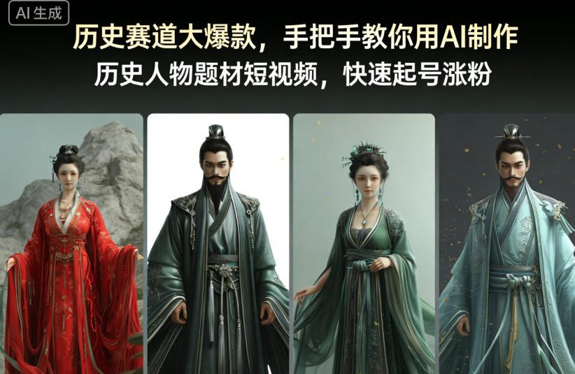 历史赛道大爆款，手把手教你用AI制作历史人物题材短视频，快速起号涨粉-hcnxn