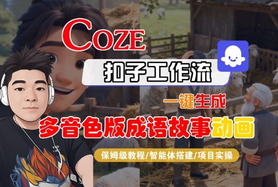 Coze扣子智能体工作流一键生成“多音色版成语故事“动画，全流程保姆级教学-hcnxn