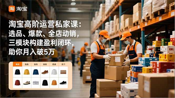 淘宝高阶运营私家课：选品、爆款、全店动销，三模块构建盈利闭环，助你月入破5万-hcnxn