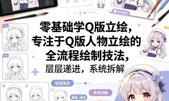 零基础学Q版立绘，专注于Q版人物立绘的全流程绘制技法，层层递进，系统拆解-hcnxn