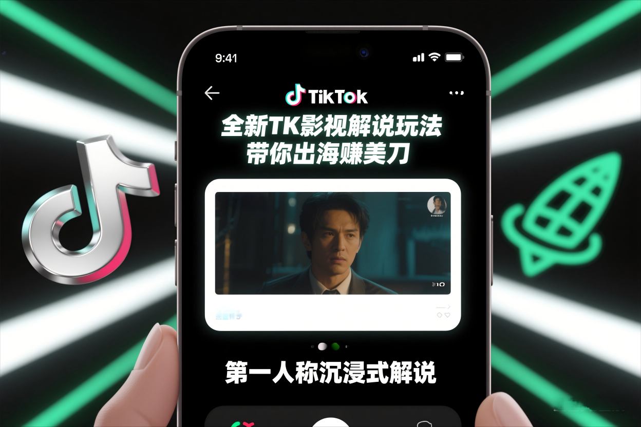 TikTok第一人称影视解说教学，全新TK影视解说玩法，带你出海賺美刀-hcnxn
