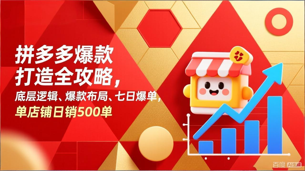 拼多多爆款打造全攻略，底层逻辑、爆款布局、七日爆单，单店铺日销500单-hcnxn