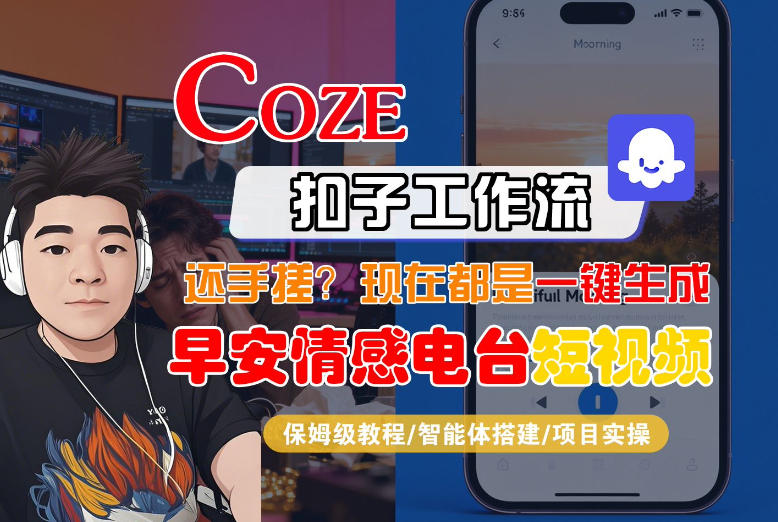 【Coze工作流搭建实操教程】【coze】早安情感电台日签视频还在手动做？用扣子工作流自动生成，省时90%-hcnxn