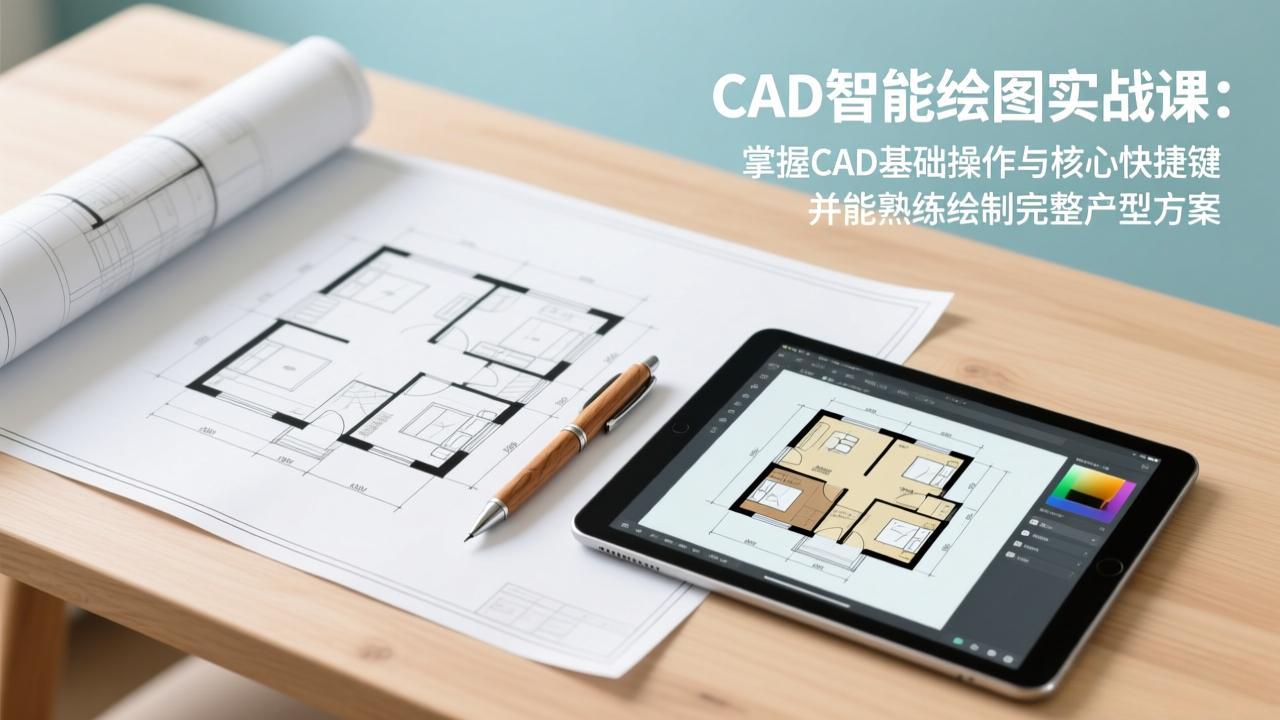 CAD智能绘图实战课：掌握CAD基础操作与核心快捷键，并能熟练绘制完整户型方案-hcnxn