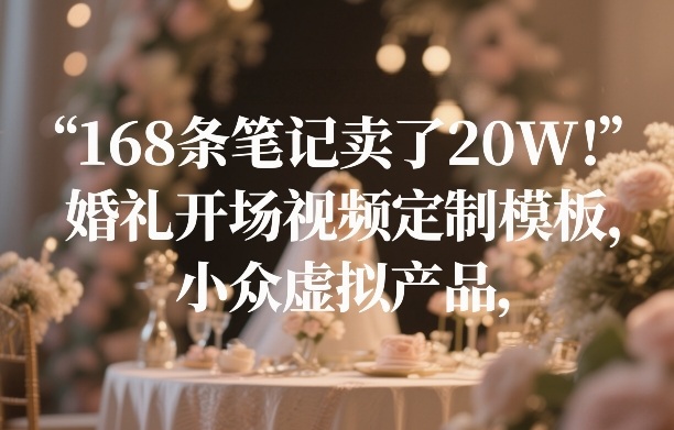 168条笔记卖了20W！婚礼开场视频定制模板，小众虚拟产品-hcnxn