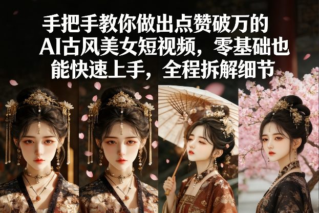 手把手教你做出点赞破万的AI古风美女短视频，零基础也能快速上手，全程拆解细节-hcnxn