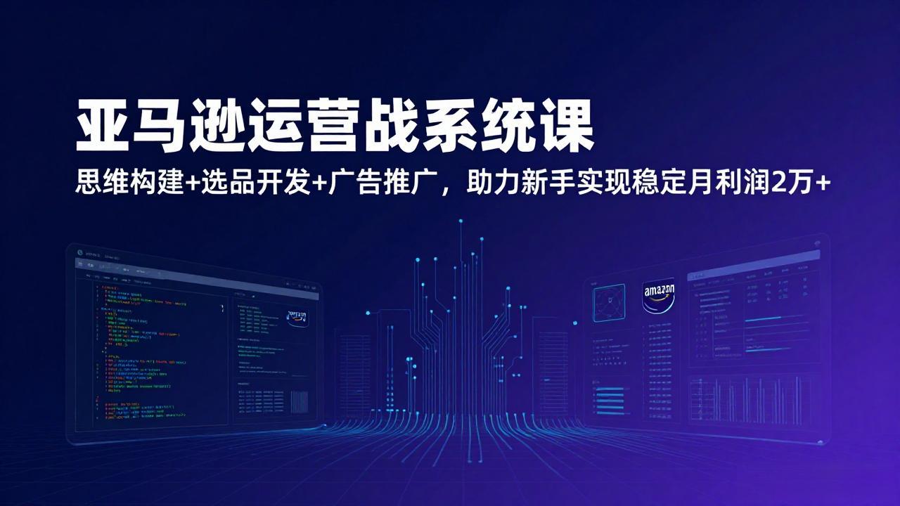 亚马逊运营实战系统课，思维构建+选品开发+广告推广，助力新手实现稳定月利润2万+(更新-hcnxn