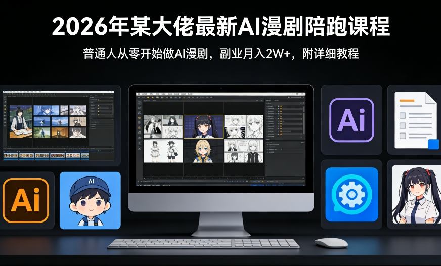 26年某大佬最新Ai漫剧陪跑课程，普通人从零开始做AI漫剧，副业月入2W+-hcnxn