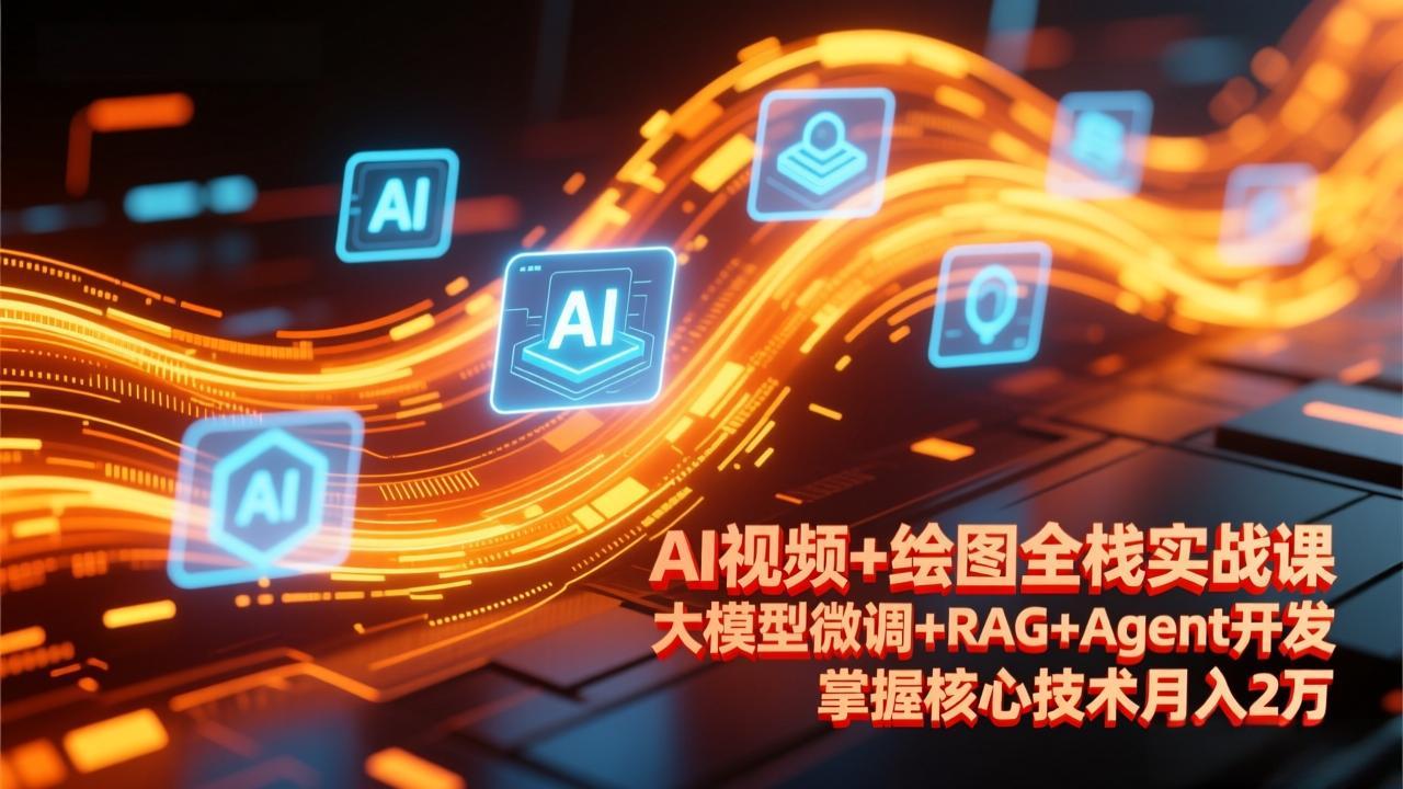 AI视频+绘图全栈实战课-更新，大模型微调+RAG+Agent开发，掌握核心技术月入2万-hcnxn