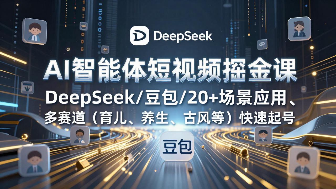 AI智能体短视频掘金课，DeepSeek/豆包/20+场景应用、多赛道(育儿、养生、古风等-hcnxn