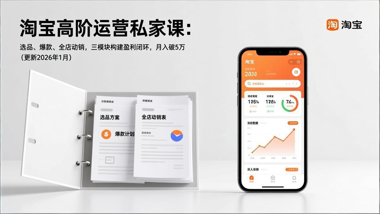 淘宝高阶运营私家课：选品、爆款、全店动销，三模块构建盈利闭环，月入破5万(更新26年1月-hcnxn
