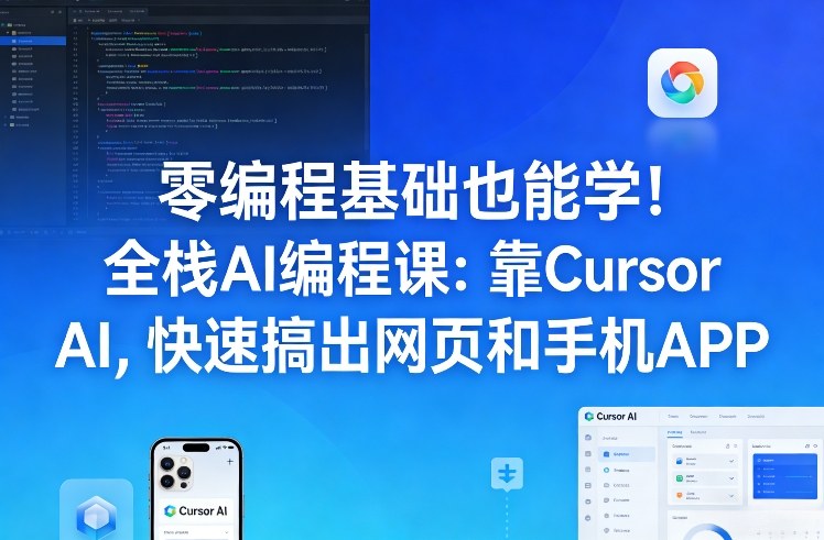 零编程基础也能学！全栈AI编程课：靠Cursor AI，快速搞出网页和手机APP-hcnxn
