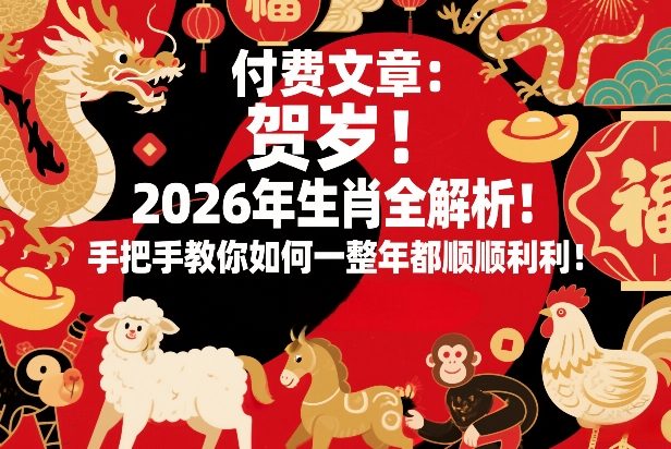 付费文章：贺岁！2026年生肖全解析！手把手教你如何一整年都顺顺利利！-hcnxn