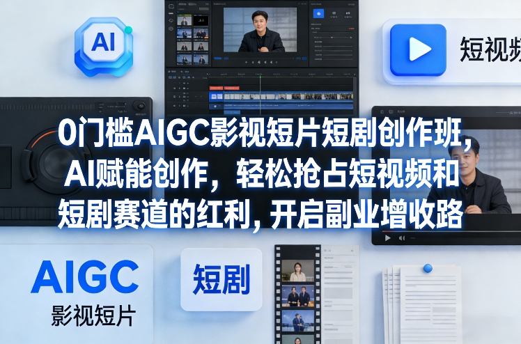 0门槛AIGC影视短片短剧创作班，AI赋能创作，轻松抢占短视频和短剧赛道的红利，开启副业增收路-hcnxn