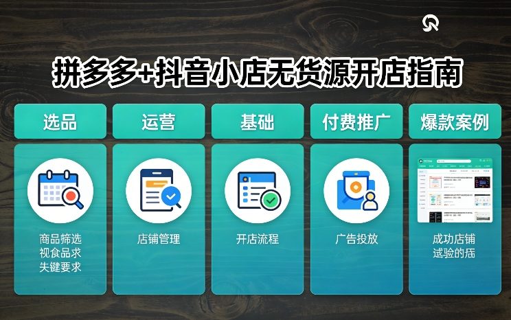 拼多多+抖音小店无货源开店，包括：选品、运营、基础、付费推广、爆款案例等(更新26年2月)-hcnxn