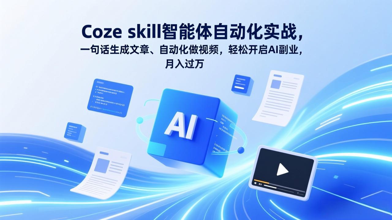 Coze skill智能体自动化实战，一句话生成文章、自动化做视频，轻松开启AI副业，月入过万-hcnxn
