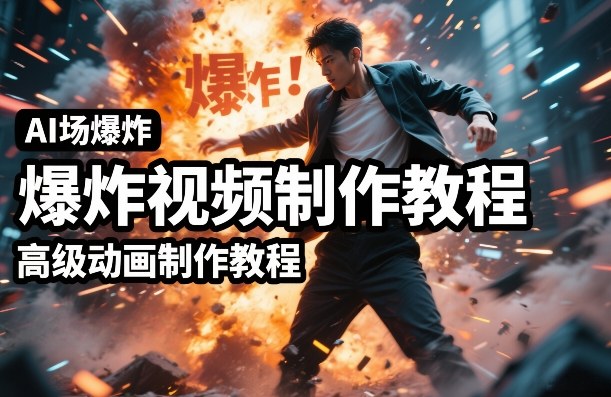 AI场景爆炸视频制作教程，利用人物实拍视频制作出高级的动画特效-hcnxn