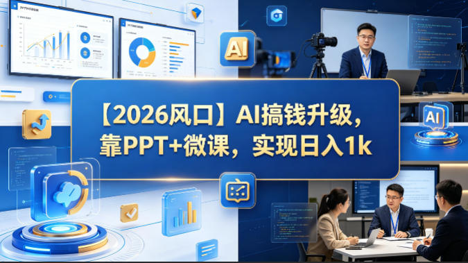 【2026风口】AI搞钱升级，靠PPT+微课，实现日入1k-hcnxn