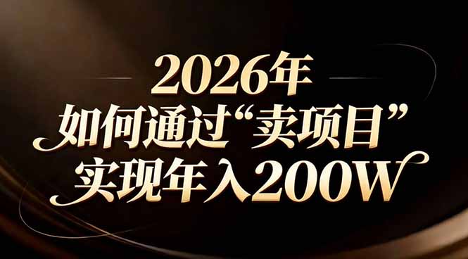 站在2026年的十字路口：一个普通人如何通过卖项目实现年入200万-hcnxn