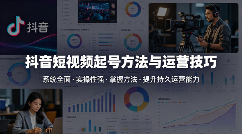 抖音短视频起号方法和运营技巧，内容系统全面实操性强，掌握起号方法，提升账号持久运营能力-hcnxn