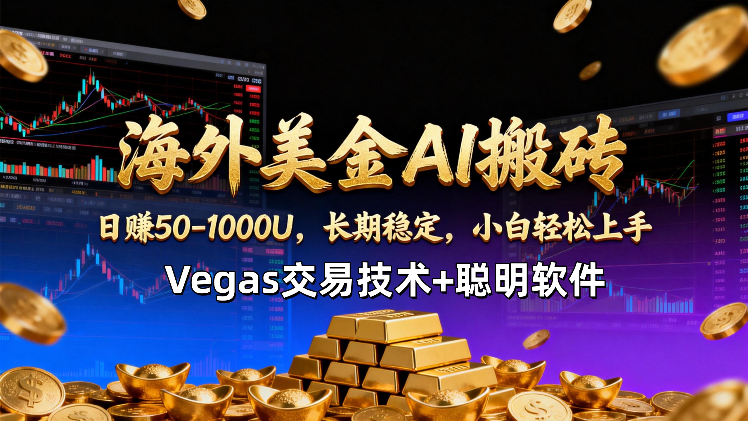 【海外美金AI搬砖】Vegas交易技术+聪明软件，日赚50-1000U，长期稳定，小白轻松上手。-hcnxn