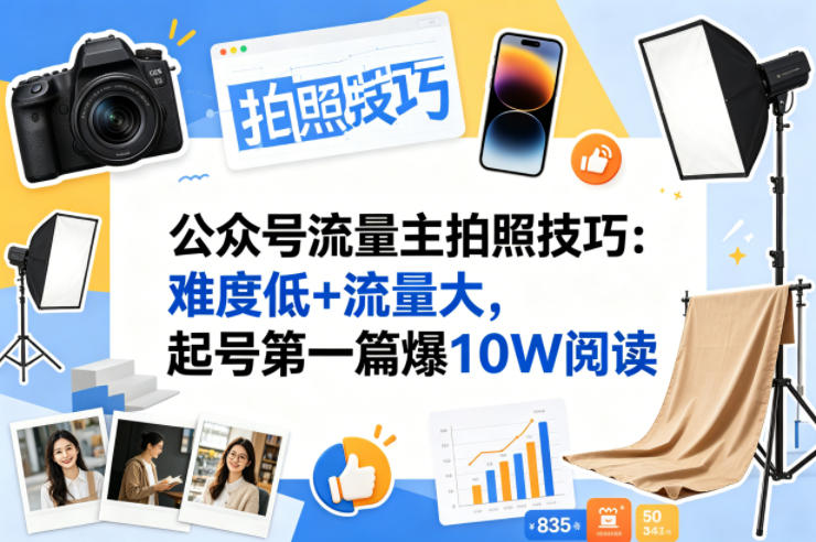公众号流量主之拍照技巧赛道，难度低+流量大，起号第一篇就爆了10w阅读-hcnxn