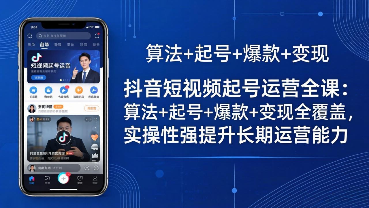 抖音短视频起号运营全课：算法+起号+爆款+变现全覆盖，实操性强提升长期运营能力-hcnxn