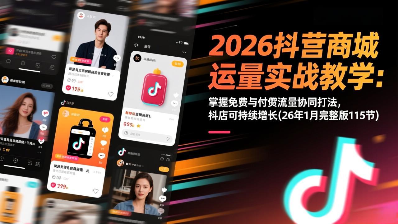 2026抖音商城运营实战教学：掌握免费与付费流量协同打法，抖店可持续增长(26年1月完整版115节-hcnxn