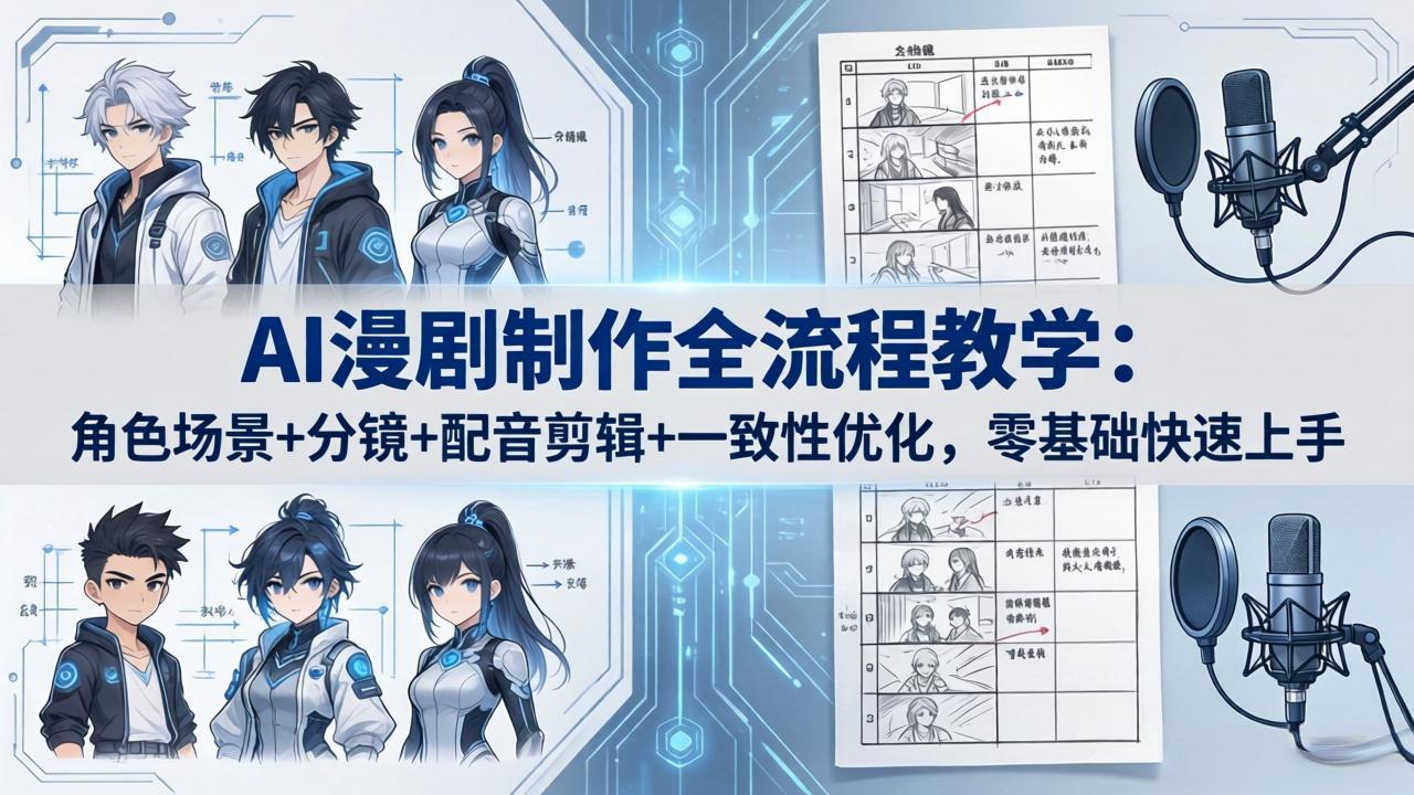 AI漫剧制作全流程教学：角色场景+分镜+配音剪辑+一致性优化，零基础快速上手-hcnxn