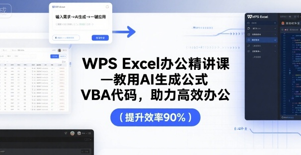 WPS Excel办公精讲课，教用 AI 生成公式，VBA 代码，助力高效办公-hcnxn