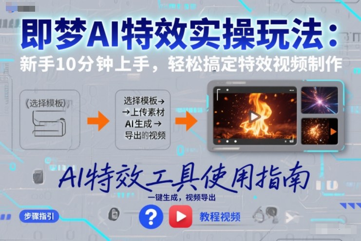 即梦AI特效实操玩法：新手10分钟上手，轻松搞定特效视频制作-hcnxn