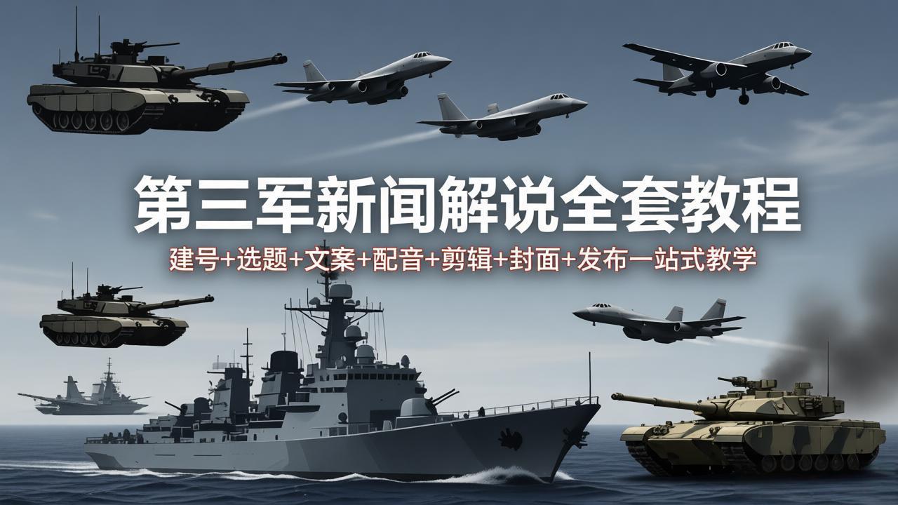 第三军迷新闻解说全套教程：建号+选题+文案+配音+剪辑+封面+发布一站式教学-hcnxn