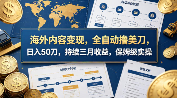 海外内容变现，全自动撸美刀，日入50刀，持续三月收益，保姆级实操【揭秘】-hcnxn