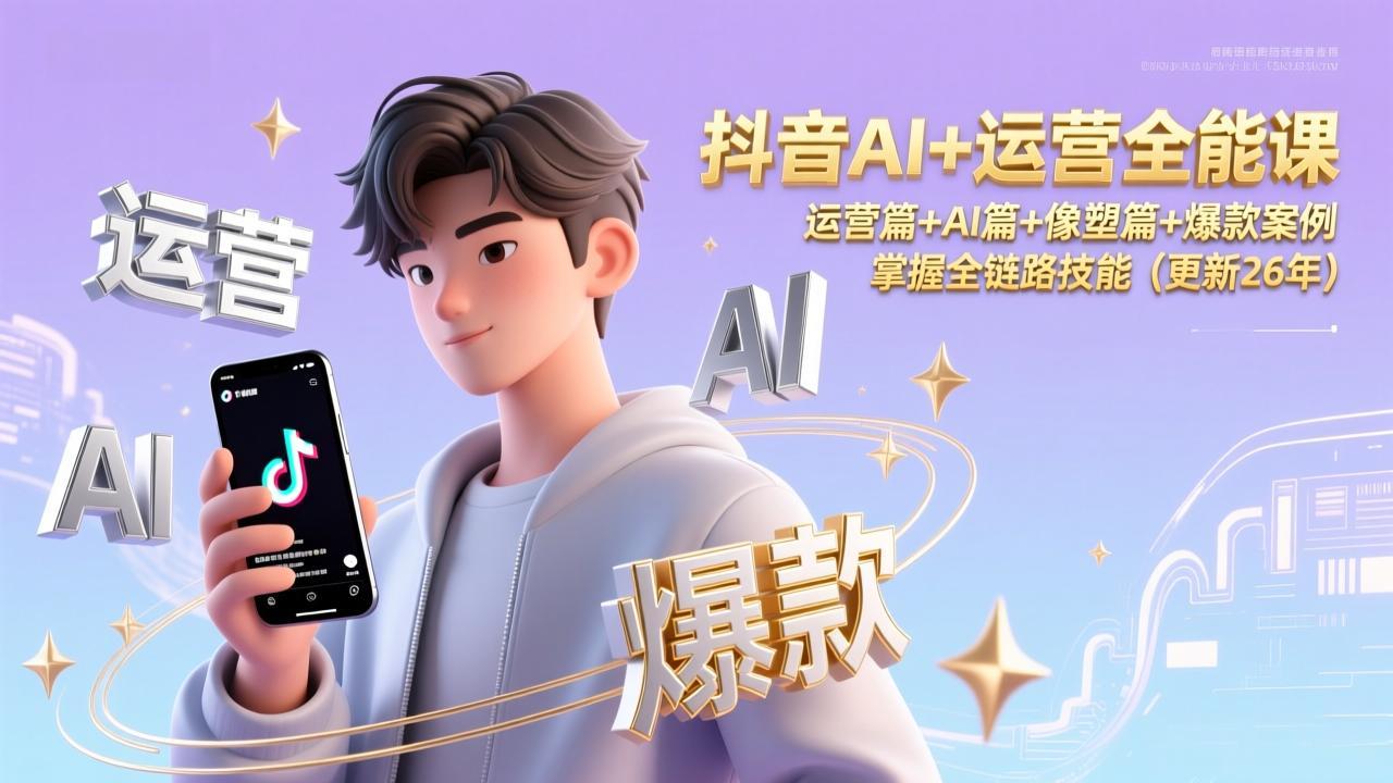 抖音AI+运营全能课，运营篇+AI篇+像塑篇+爆款案例，掌握全链路技能(更新26年-hcnxn