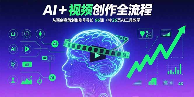 AI+短视频创作全流程：从创意策划到账号增长，96节课(含26项AI工具教学-hcnxn