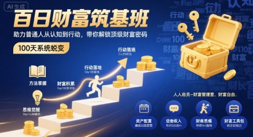 百日财富筑基班，助力普通人从认知到行动，带你解锁顶级财富密码-hcnxn