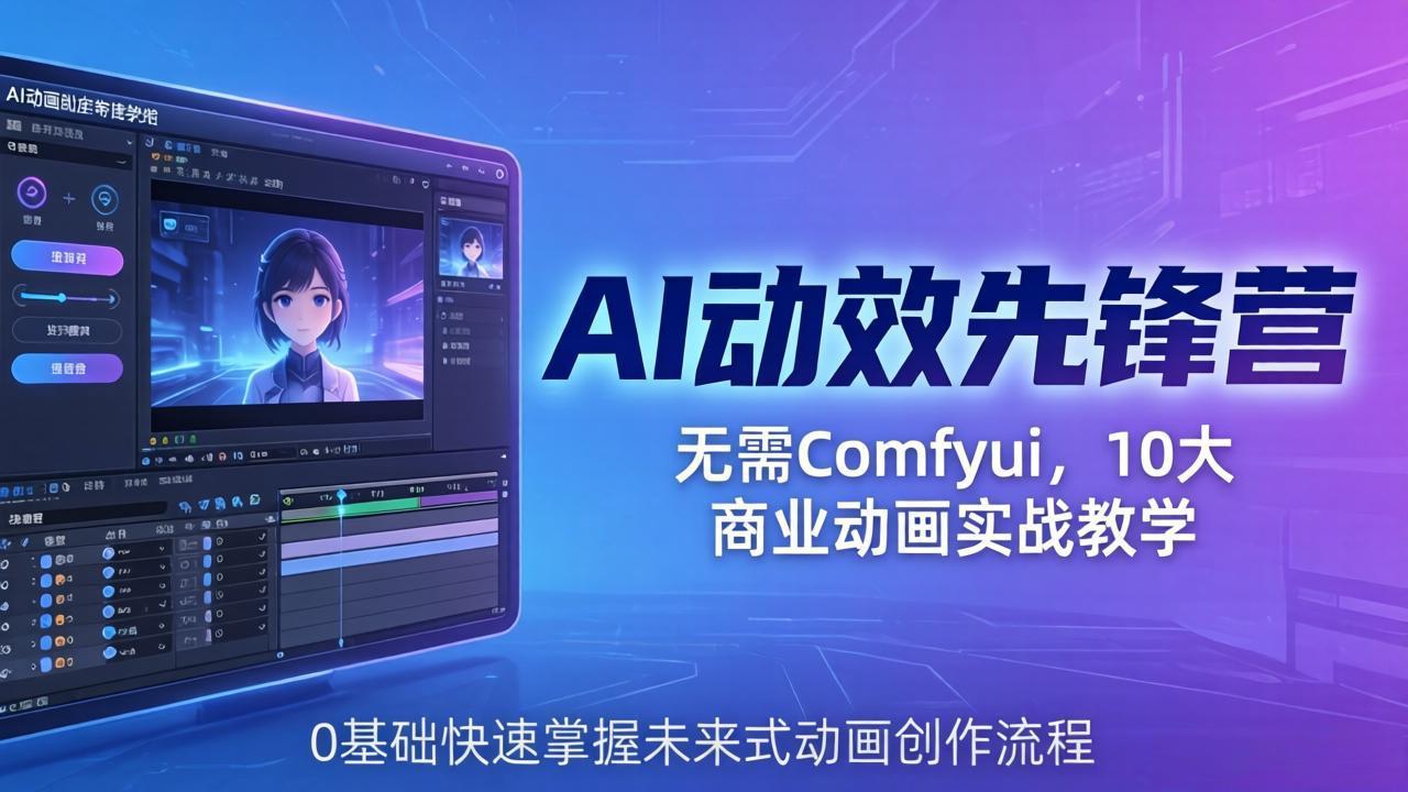 AI 动效先锋营：无需Comfyui，10大商业动画实战教学，0基础快速掌握未来式动画创作流程-hcnxn