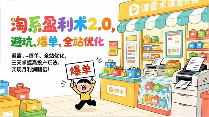 淘系盈利术2.0，避坑、爆单、全站优化，三天掌握高投产玩法，实现月利润翻倍！-hcnxn