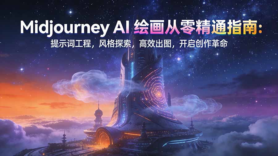 Midjourney AI绘画从零精通指南：提示词工程，风格探索，高效出图，开启创作革命-hcnxn