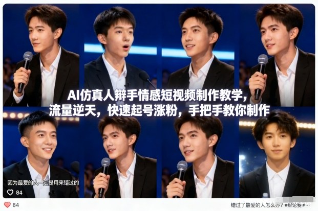 AI仿真人辩手情感短视频制作教学，流量逆天，快速起号涨粉，手把手教你制作-hcnxn