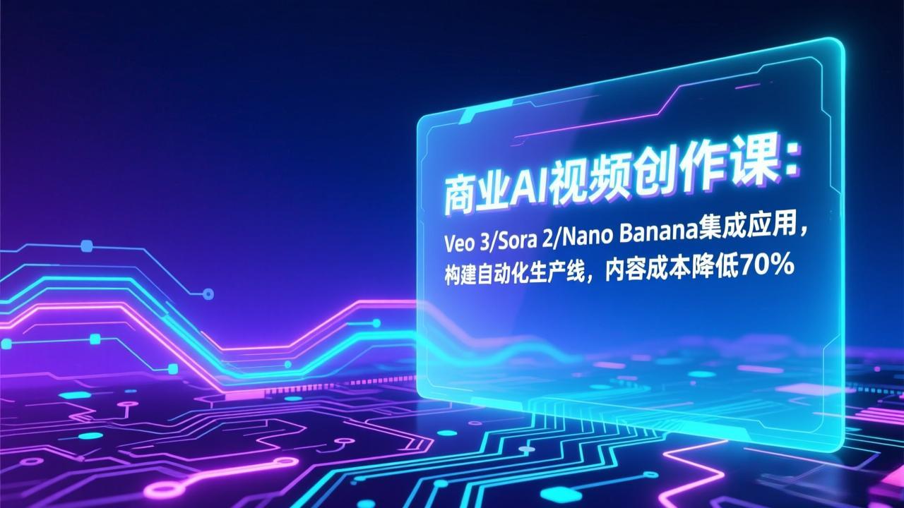 商业AI视频创作课：Veo 3/Sora 2/Nano Banana集成应用，构建自动化生产线，内容成本降低70%-hcnxn