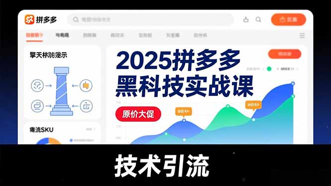 2025拼多多黑科技实战课，擎天柱玩法、爆流SKU、原价大促，技术引流，单店日销轻松破千单-hcnxn