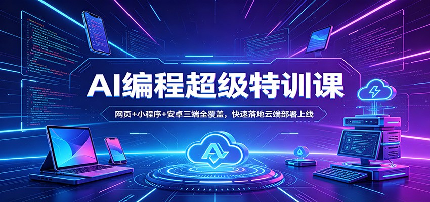 AI编程超级特训课：网页+小程序+安卓三端全覆盖，快速落地云端部署上线-hcnxn