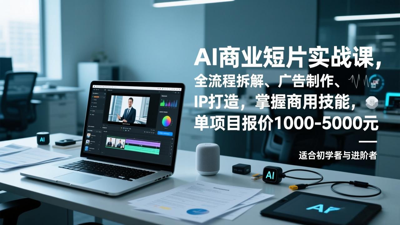 AI商业短片实战课，全流程拆解、广告制作、IP打造，掌握商用技能，单项目报价1000-5000元-hcnxn