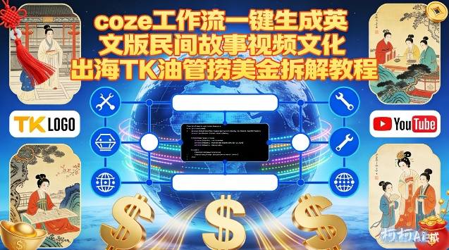 Coze扣子工作流一键生成英文版民间故事视频，文化出海TK油管捞美金拆解教程-hcnxn