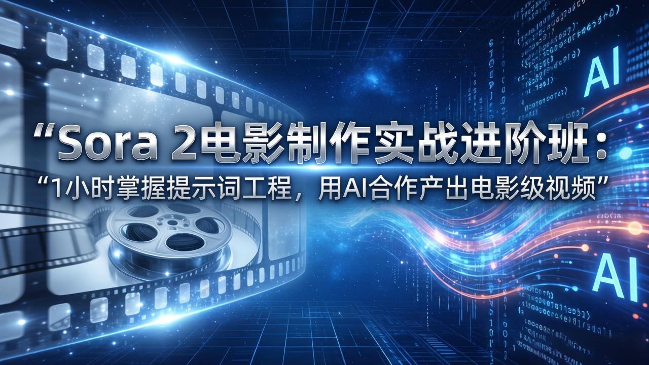 Sora 2电影制作实战进阶班：1小时掌握提示词工程，用AI合作产出电影级视频-hcnxn