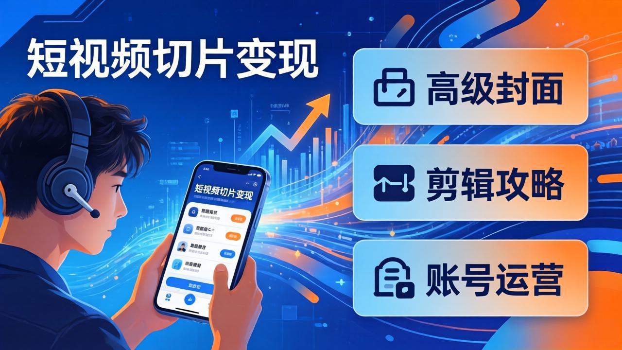 短视频切片变现速成班2.0：高级封面+剪辑攻略+账号运营，0基础小白快速入局副业-hcnxn