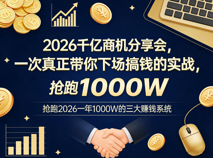 2026千亿商机分享会，一次真正带你下场搞钱的实战，抢跑2026一年1000W的三大賺钱系统-hcnxn